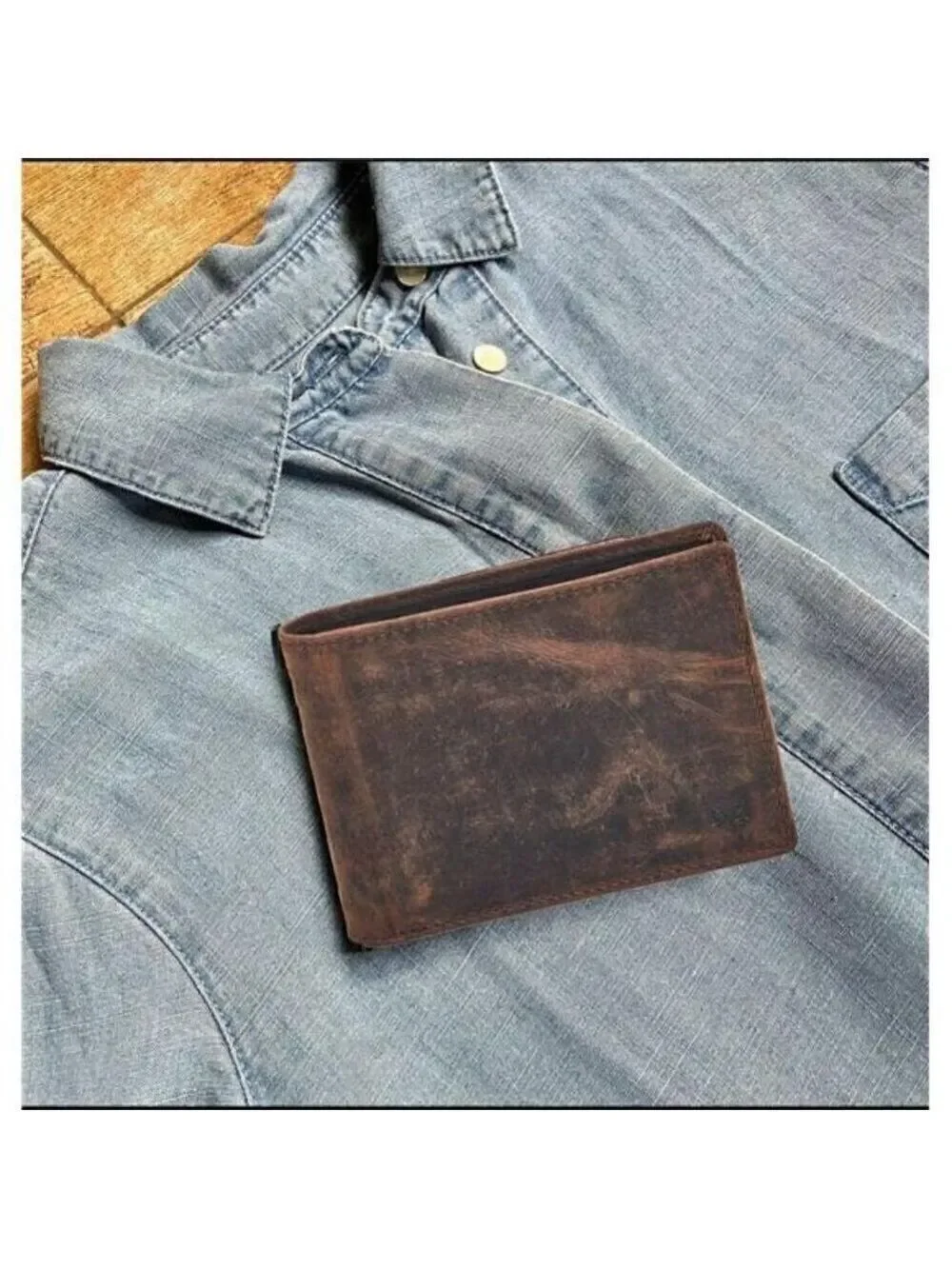 Real Leather Mens Bifold Wallet RFID Blocking Slim Minimalist Pocket Thin ID NEW